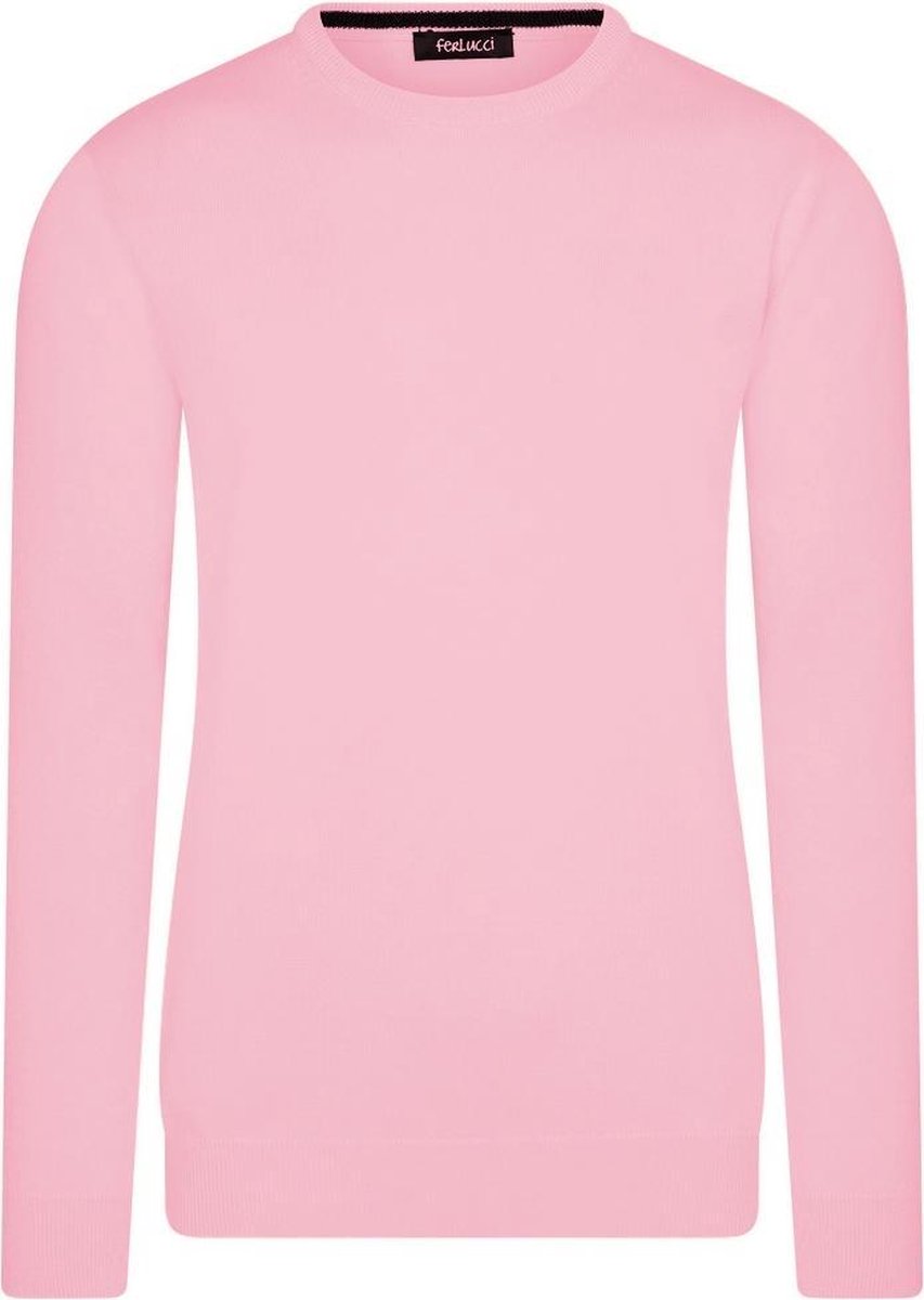 Ferlucci – Exclusieve Heren Trui met Ronde Hals - Roze