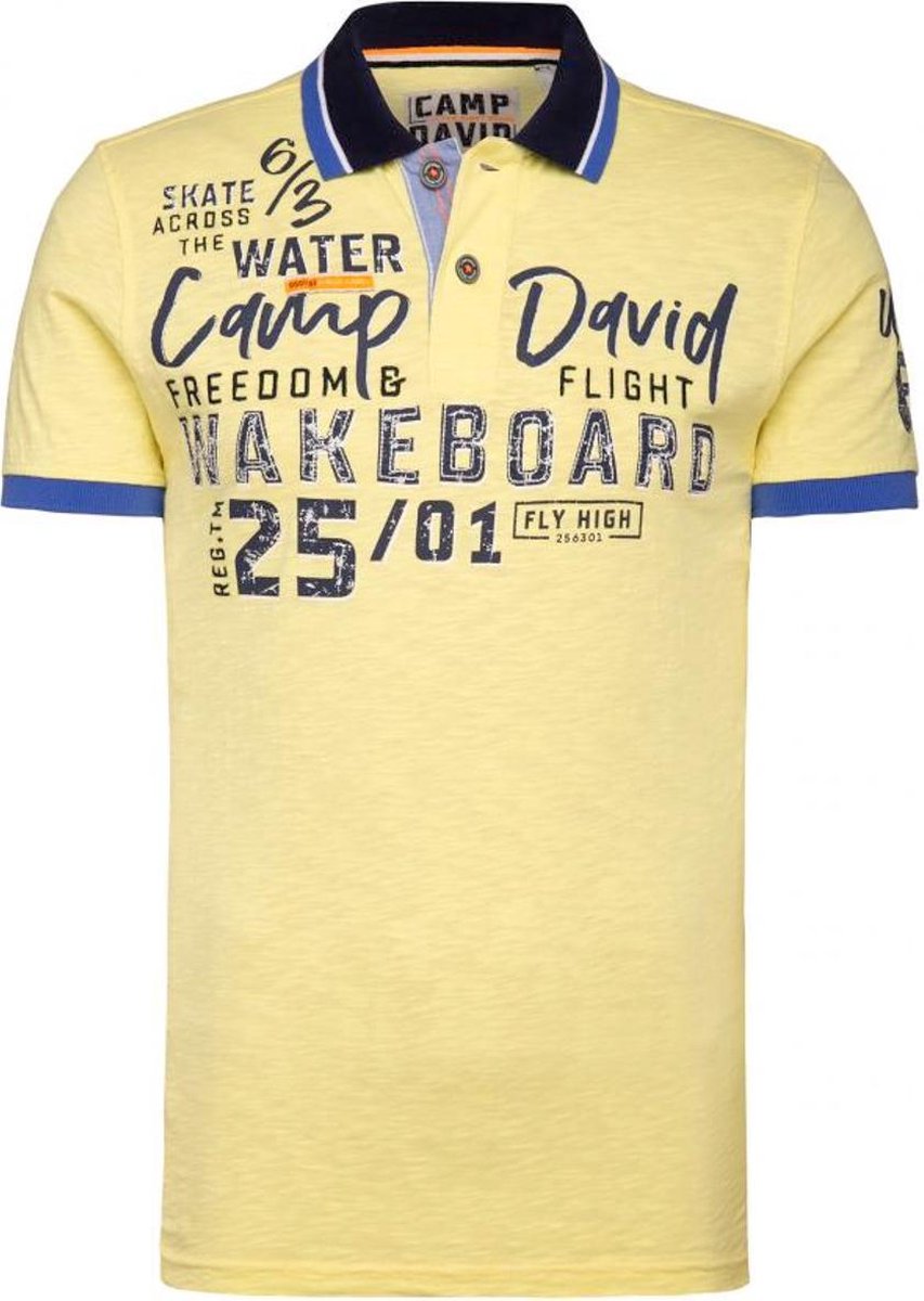 Camp David ® polo van slivergaren met labelapplicaties