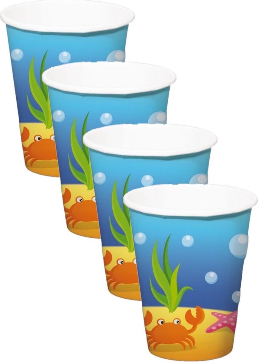 16x Zeemeermin oceaan themafeest bekertjes 350 ml - verjaardag feestartikelen