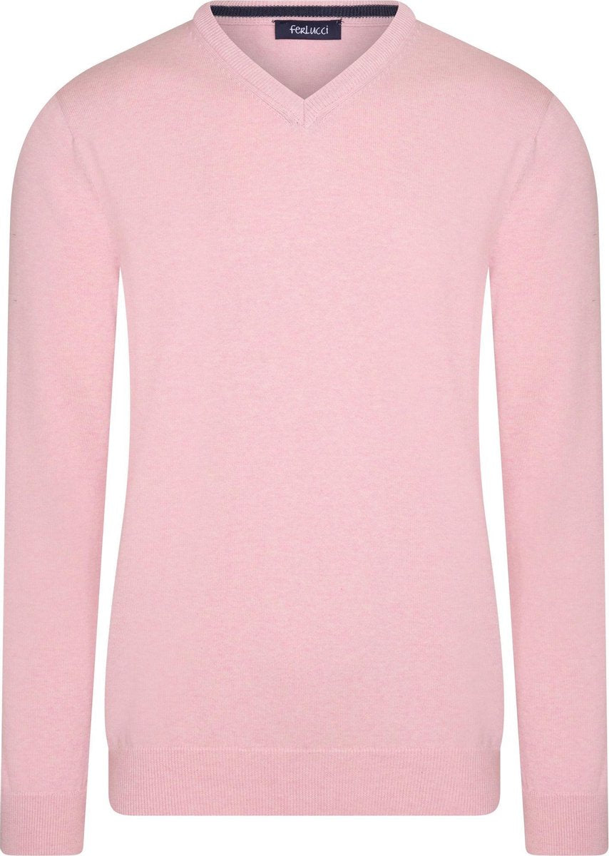 Ferlucci – Exclusieve Heren Trui met V-Hals - Roze