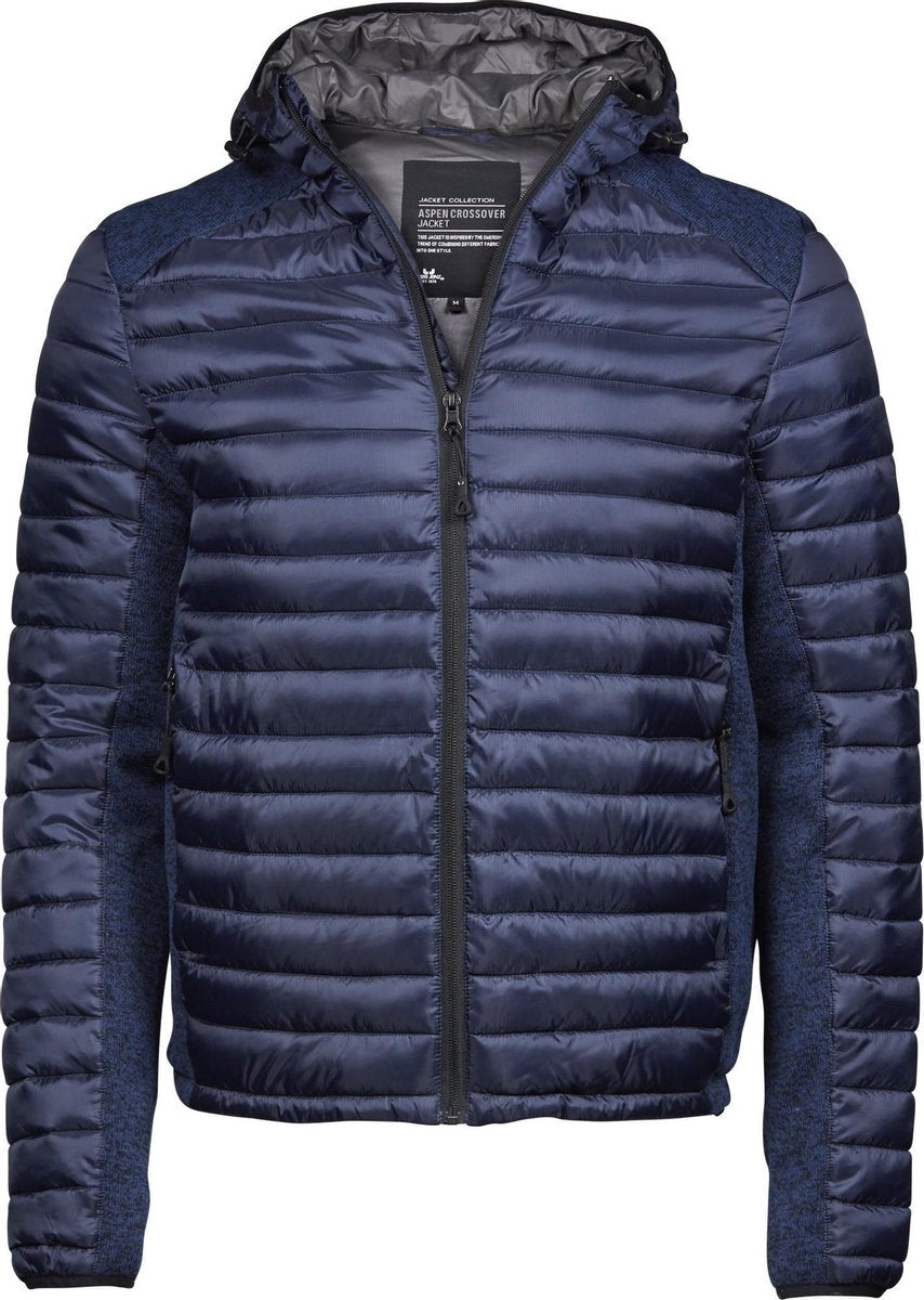 Tee Jays Heren Crossover Gevoerde Buitenjas met kap (Marine / Navy Melange)
