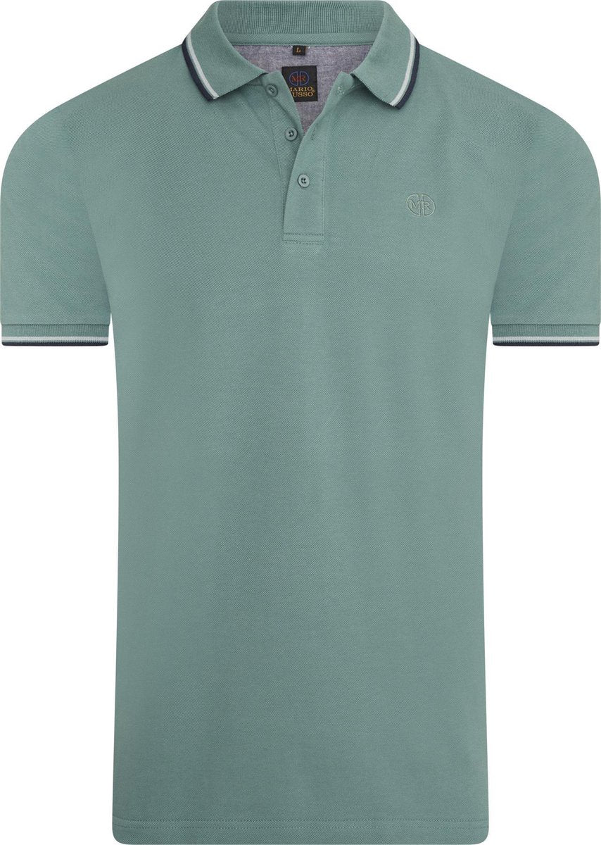 Mario Russo - Heren Polo SS Tipped Polo Edward - Groen - Maat XL