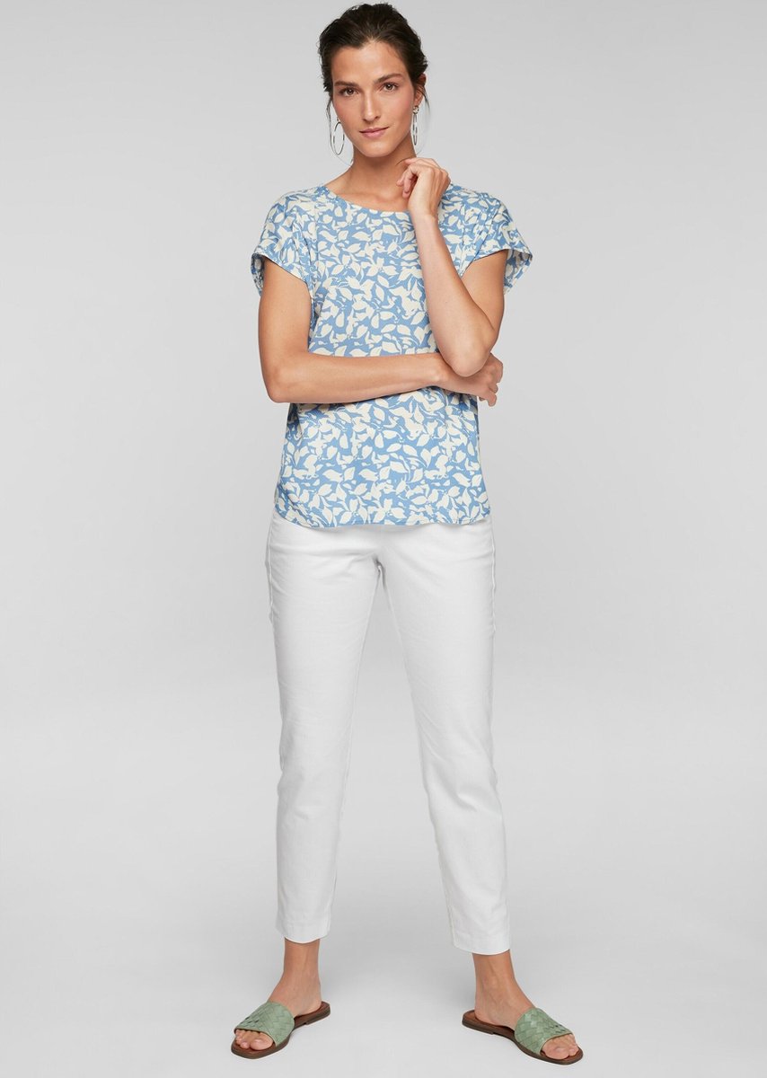 s.Oliver Blouse dames - Korte mouw - Lichtblauw - Maat S (36)