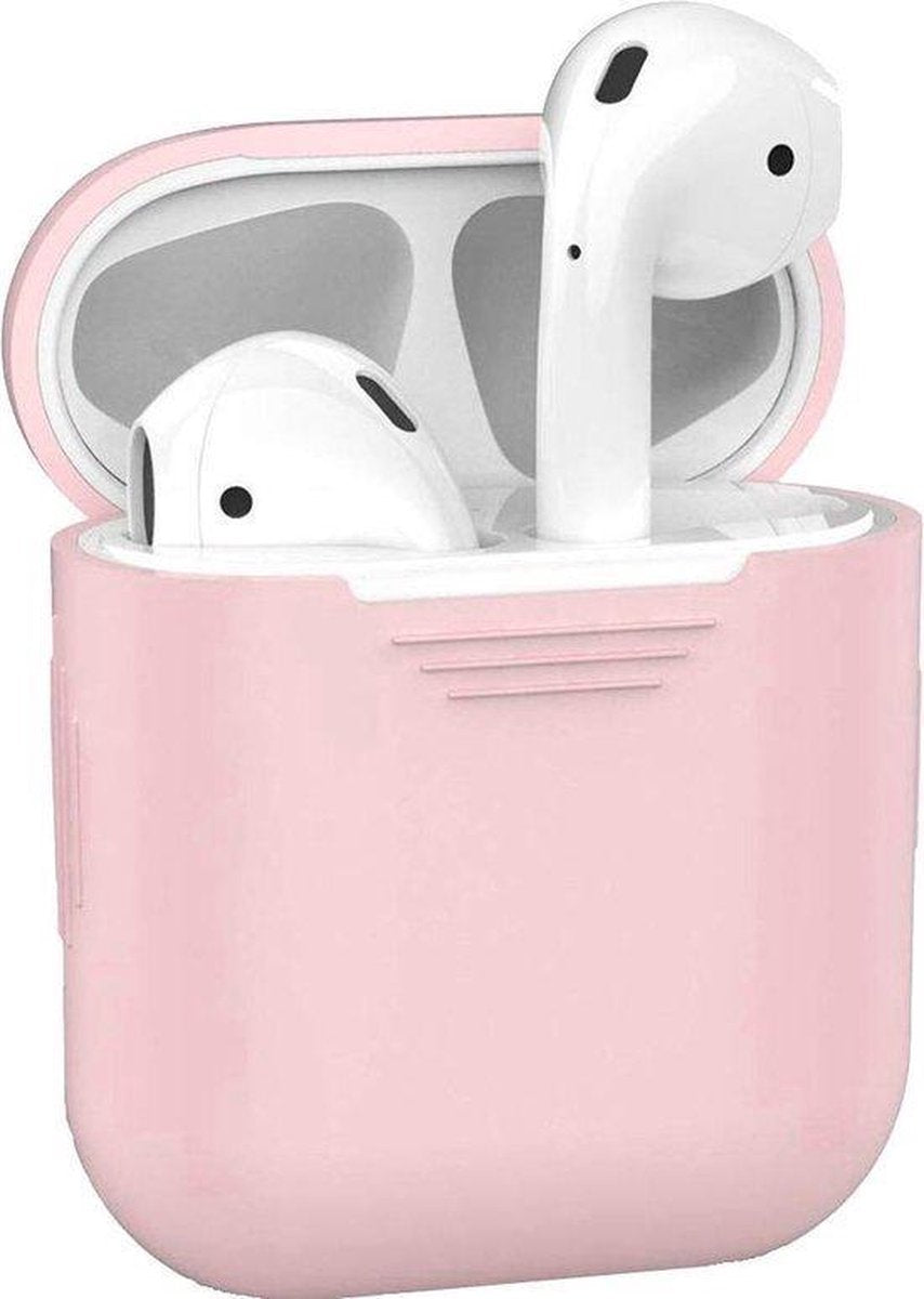 Airpods Hoesje Siliconen Case - Licht Roze - Airpod hoesje geschikt voor Apple AirPods 1 en Airpods 2