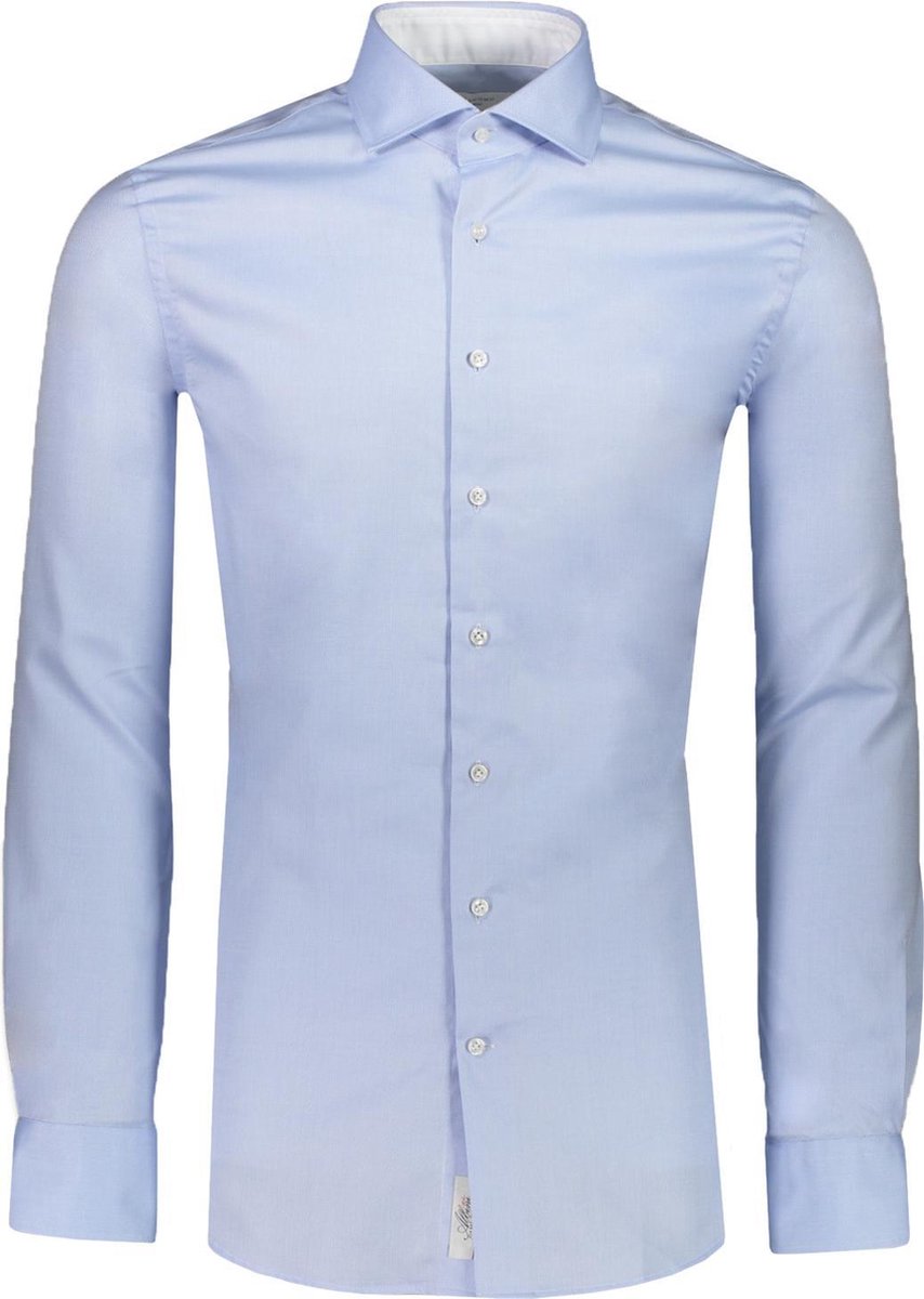 Profuomo   Overhemd Blauw Getailleerd - Maat UK15.5-EU40 - Heren - Lente/Zomer Collectie - Katoen
