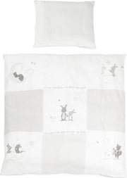 Roba Beddengoed Fox & Bunny 80 Cm Katoen Lichtgrijs 2-delig