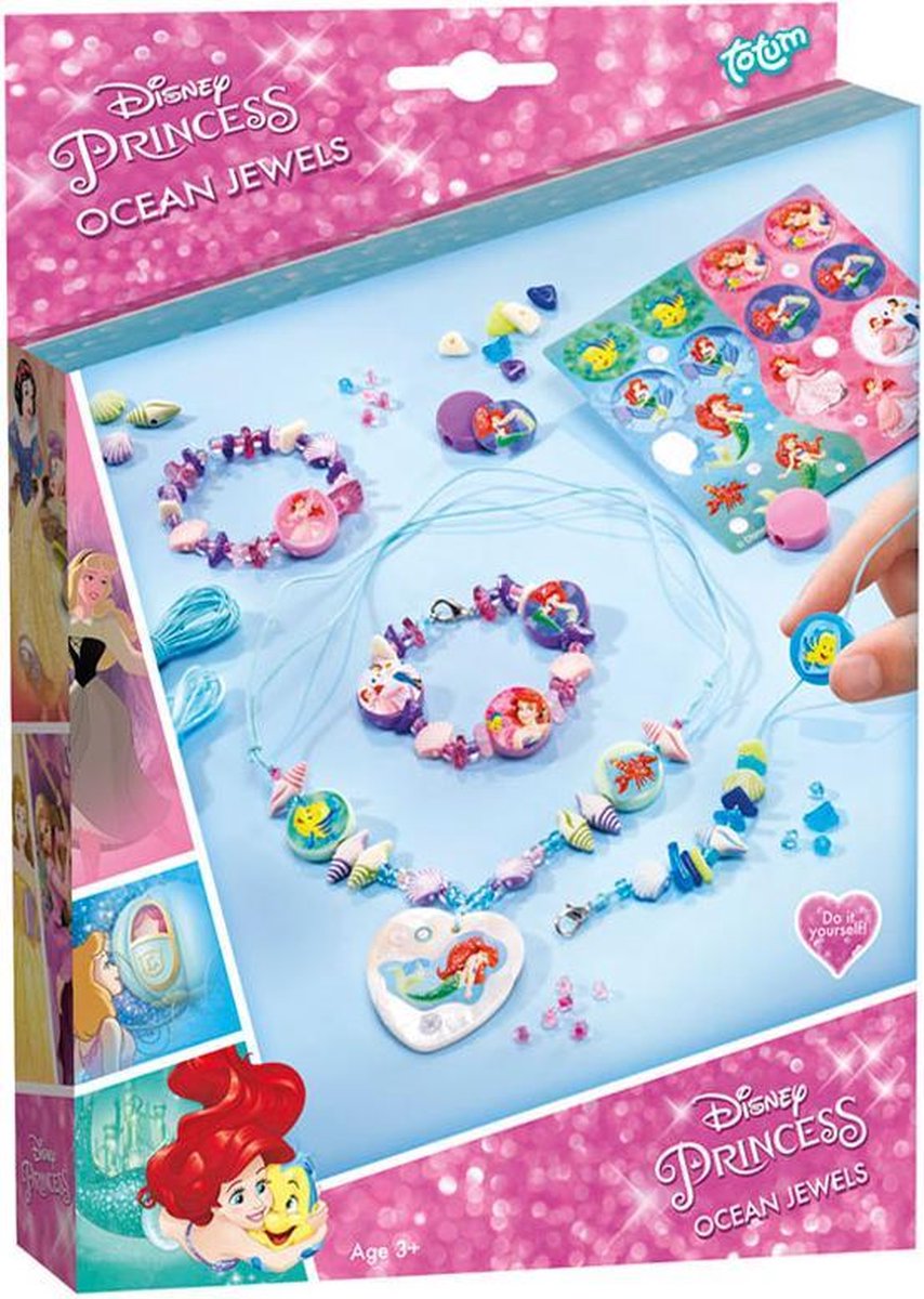 Disney Princess Ocean Jewels -  Zeesieraden maken met schelpkraaltjes en prinsessen - Totum knurselset