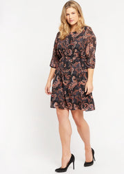 Mini jurk met ronde hals - Roest