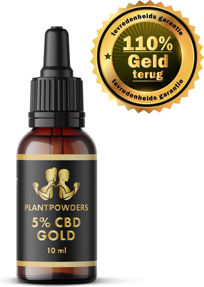 Plantpowders - CBD Olie - Full Spectrum - 5% CBD Gold - Hennepzaadolie - Vegan - Supplementen - Druppelaar - 10 ml