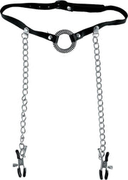 Pipedream Fetish Fantasy Tepelklemmen en Mondknevel O-Ring Ball Gag & Nipple Clamps - Zwart
