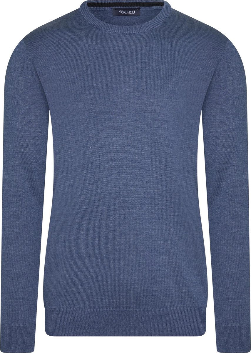 Ferlucci – Exclusieve Heren Trui met Ronde Hals - Indigo