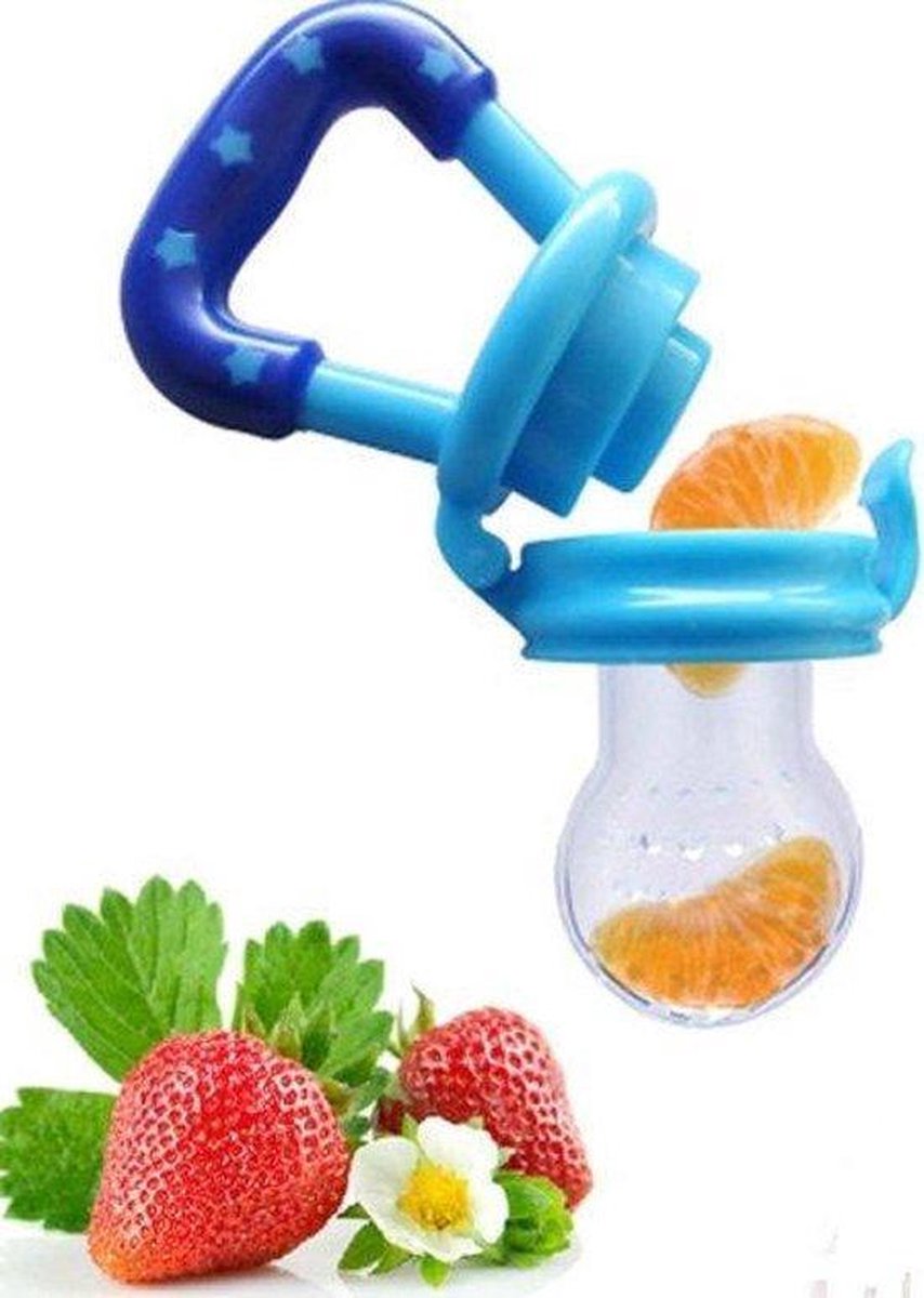 Baby fruitspeen Bijtring Speen Sabbelzakje Voeding Blauw Kraamcadeau Babyshower Cadeau