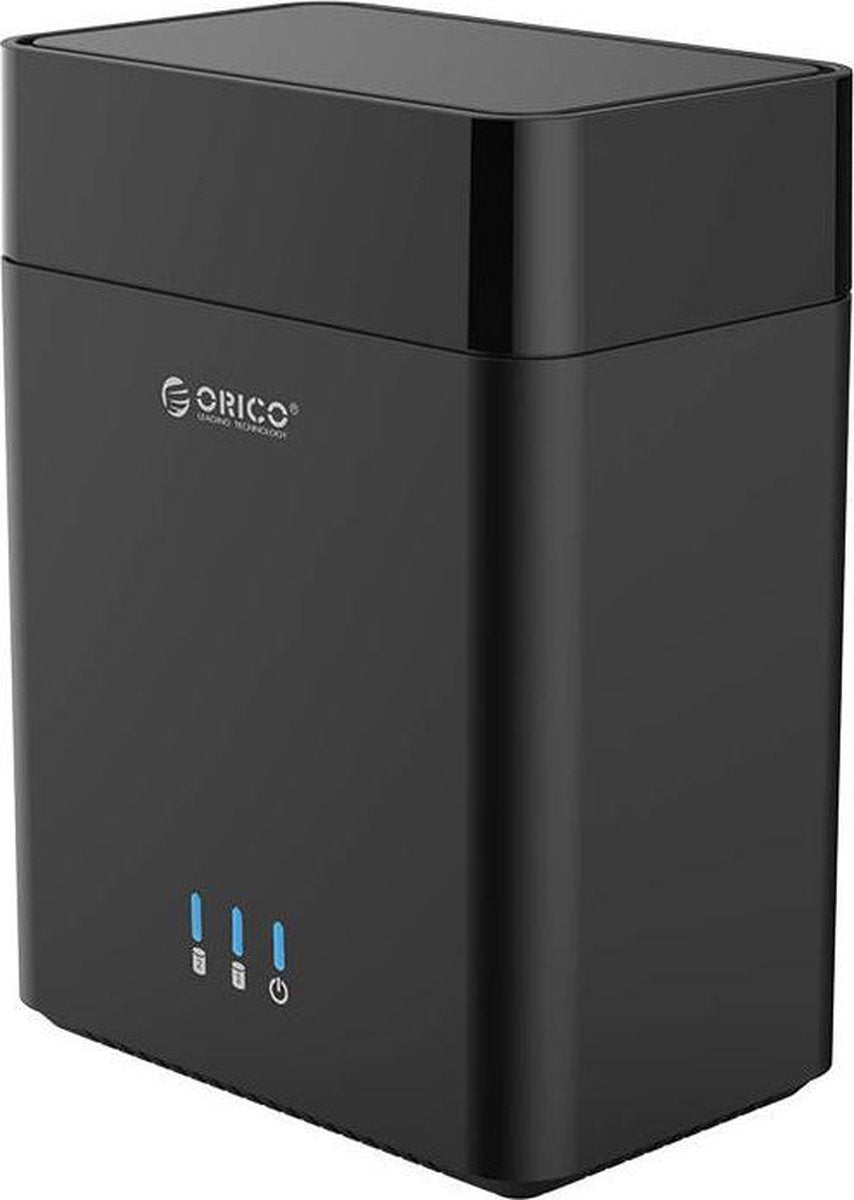 Orico - Soft Closing 2-Bay Type-C harde schijf station voor 3.5 inch SATA HDD –  Slaapmodus - LED-indicator - Zwart