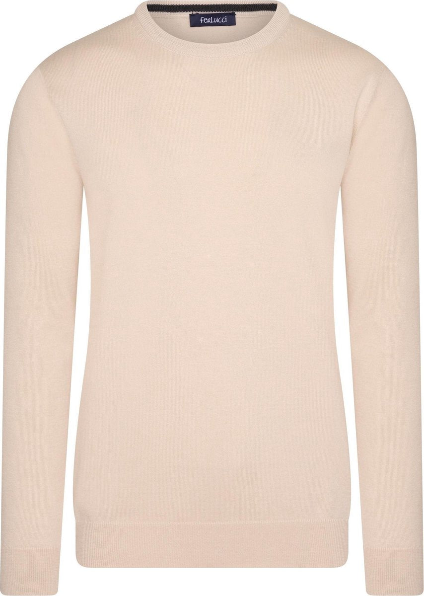 Ferlucci – Exclusieve Heren Trui met Ronde Hals - Beige