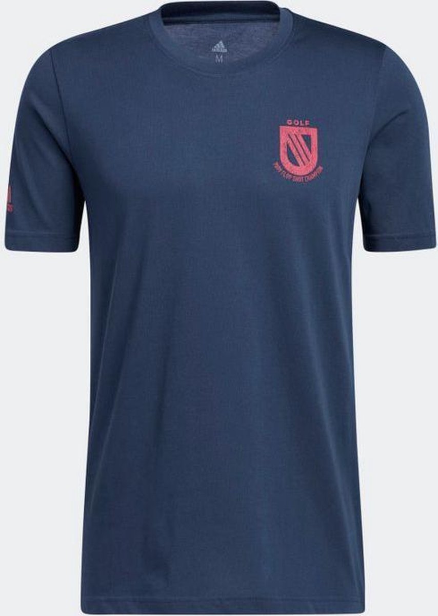 Adidas Champion T-Shirt Heren Golf Navy Pink - Maat L