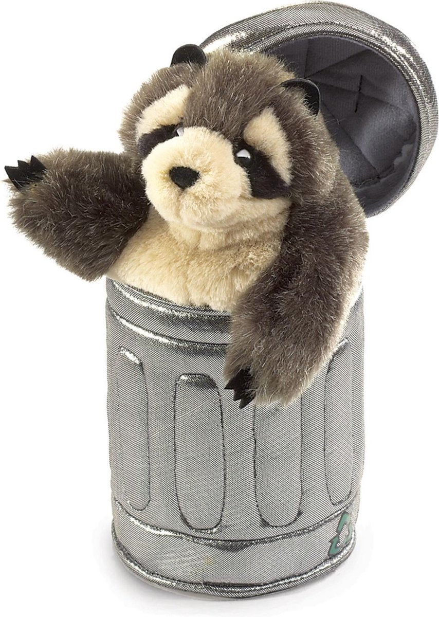 Folkmanis Raccoon in Garbage Can