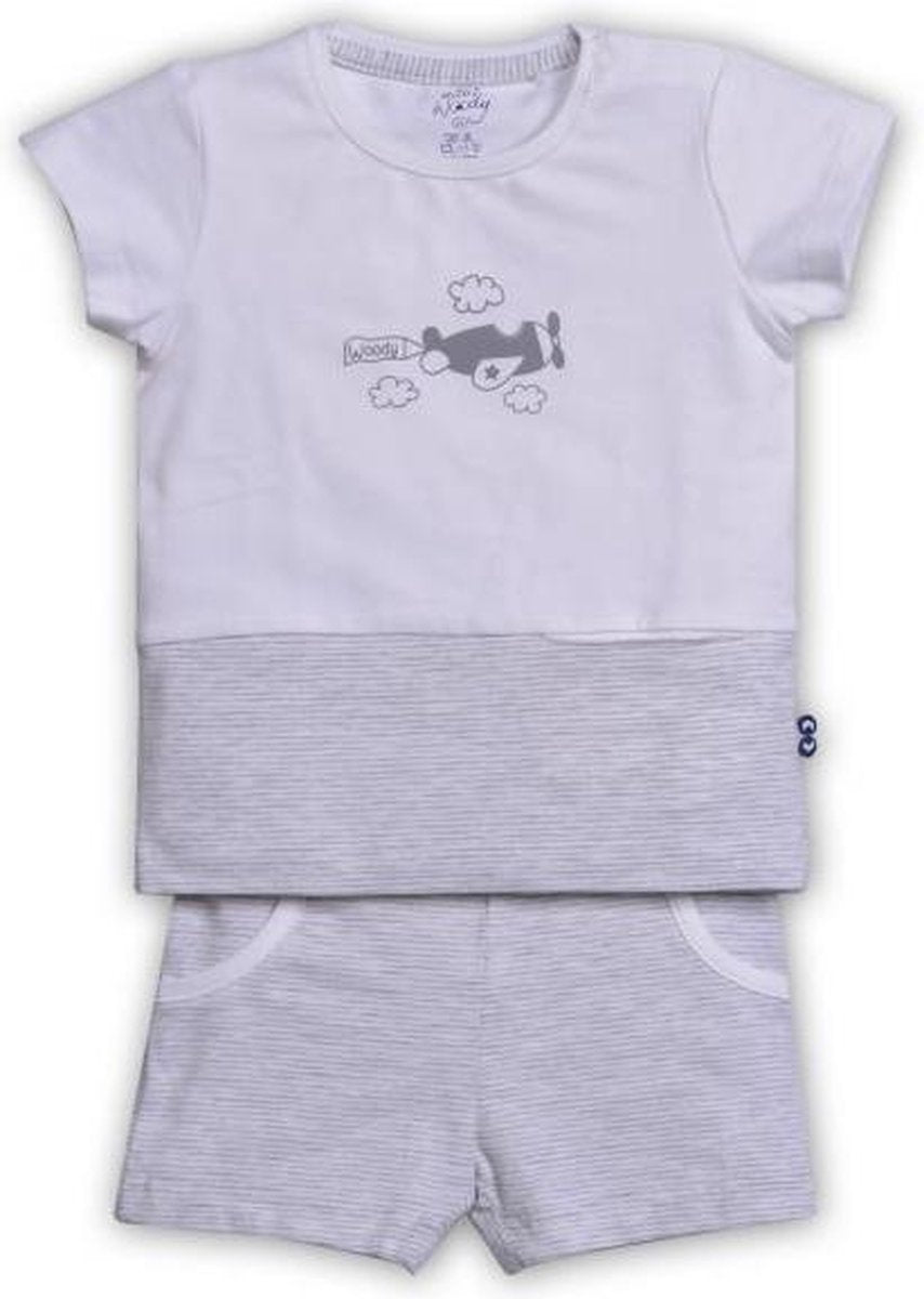 Woody - Unisex Pyjama - Optical White - Vliegtuig - 181-7-PAK-Z/108 - Maat 56