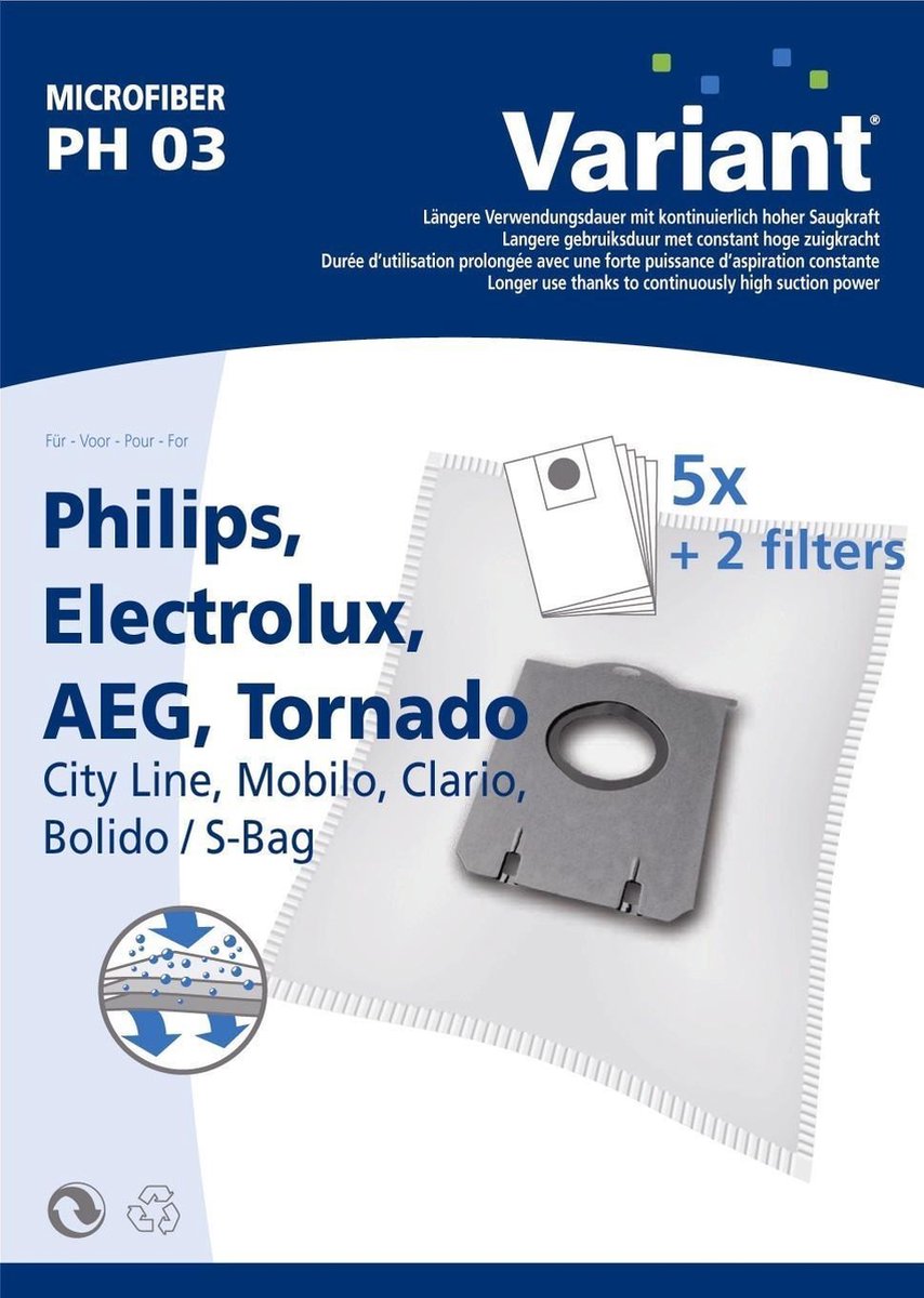 Philips AEG Electrolux Tornado Variant PH03 - Stofzuigerzakken