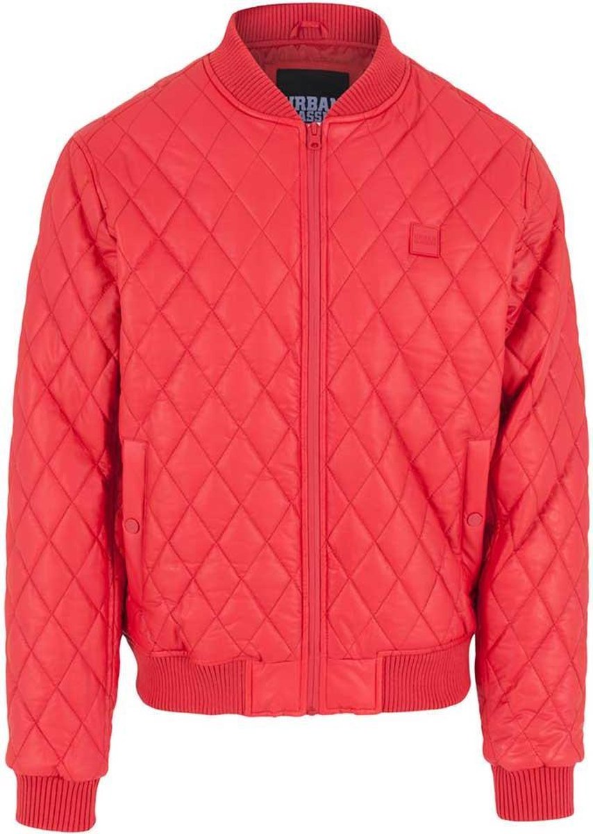 Urban Classics Jacket -L- Diamond Quilt Leather Imitation Rood