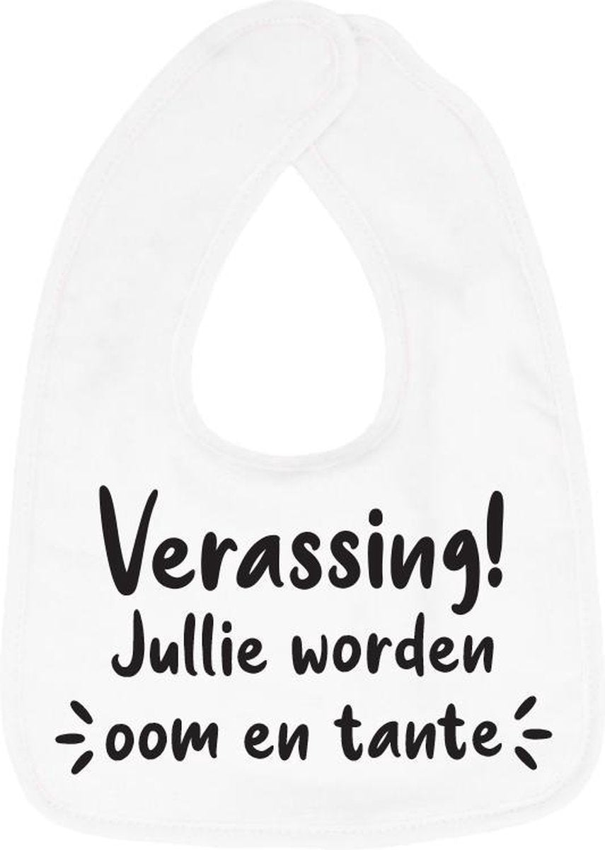 Hospitrix Slabbetje met tekst "Verrasing! Jullie worden oom en tante" Wit - Cadeau Zwangerschap - Baby Kwijldoek - Kwijllap - Morslap - Bavette