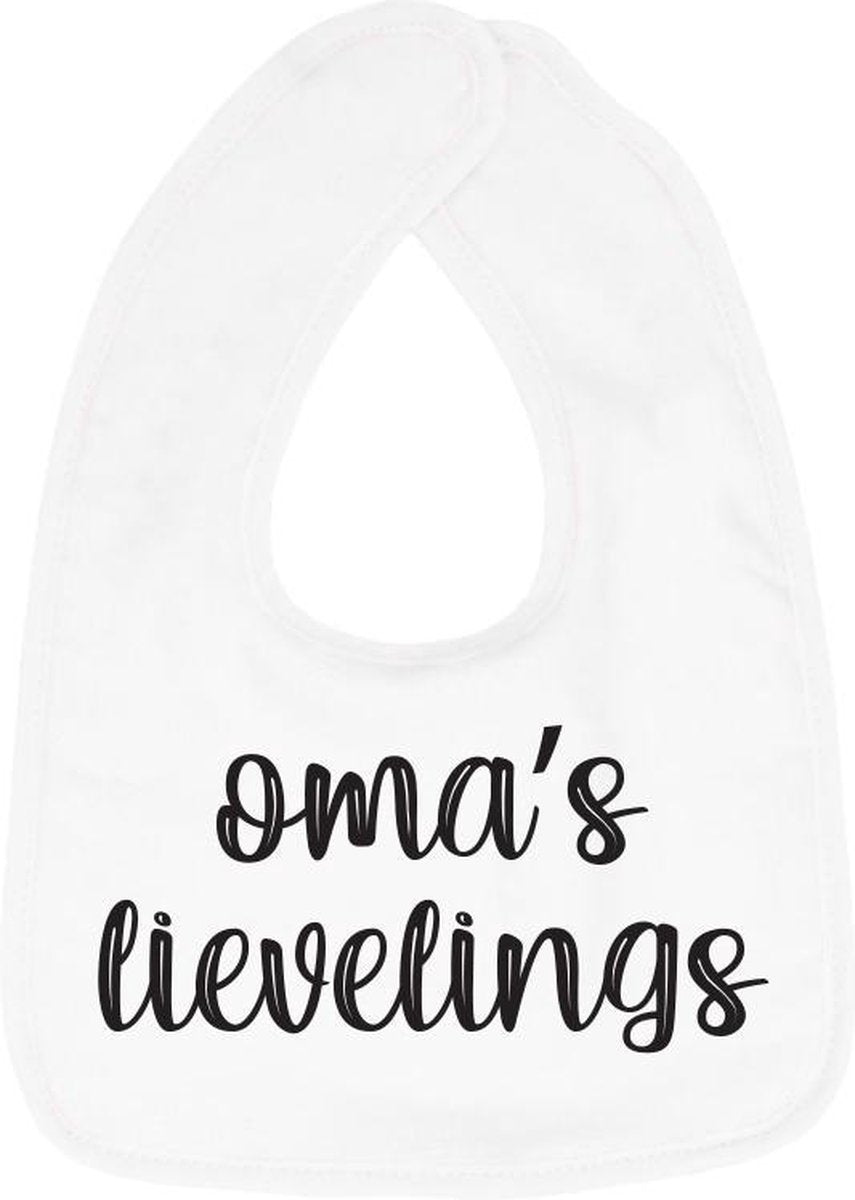 Hospitrix Slabbetje met tekst "  Oma's lievelings" Wit - Cadeau Zwangerschap - Baby Kwijldoek - Kwijllap - Morslap - Bavette