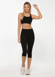 Hoogwaardige Dames 3/4 Legging | 3 Kwart Legging | One-Size | Maat 38-42 |  Zwart