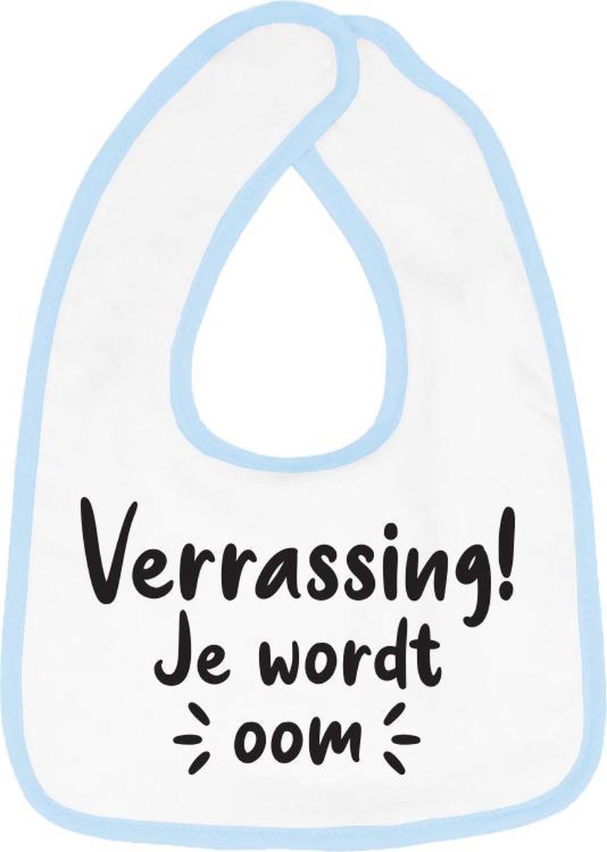 Hospitrix Slabbetje met tekst "Verrassing! Je wordt oom! " Blauw - Cadeau Zwangerschap - Baby Kwijldoek - Kwijllap - Morslap - Bavette