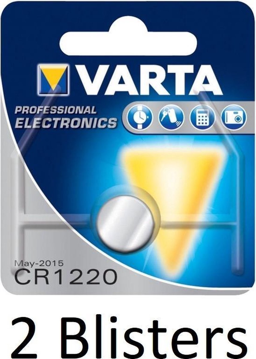 2 stuks (2 blisters a 1 st) Varta CR 1220 Wegwerpbatterij
