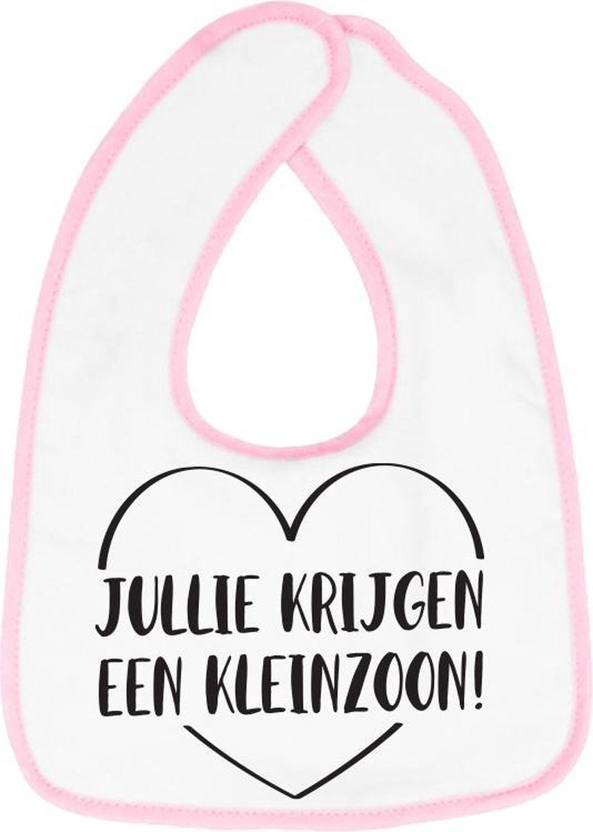Hospitrix Slabbetje met Tekst "Jullie Krijgen een Kleinzoon!" Roze - Cadeau Zwangerschap - Baby Kwijldoek - Kwijllap - Morslap - Bavette