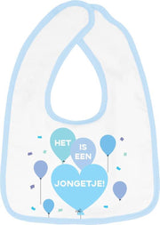 Hospitrix Slabbetje met tekst "Het is een Jongetje! " Blauw - Cadeau Zwangerschap - Baby Kwijldoek - Kwijllap - Morslap - Bavette