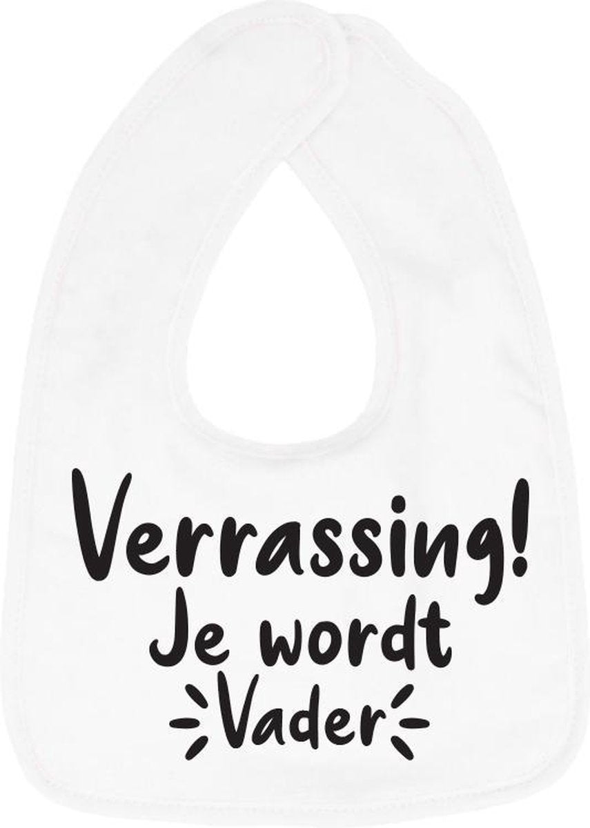 Hospitrix Slabbetje met Tekst "Verrassing Je Wordt Vader!" Wit - Cadeau Zwangerschap - Baby Kwijldoek - Kwijllap - Morslap - Bavette