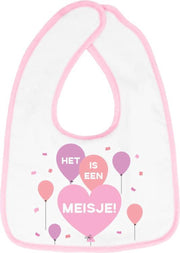 Hospitrix Slabbetje met tekst "Het is een meisje! " Roze - Cadeau Zwangerschap - Baby Kwijldoek - Kwijllap - Morslap - Bavette