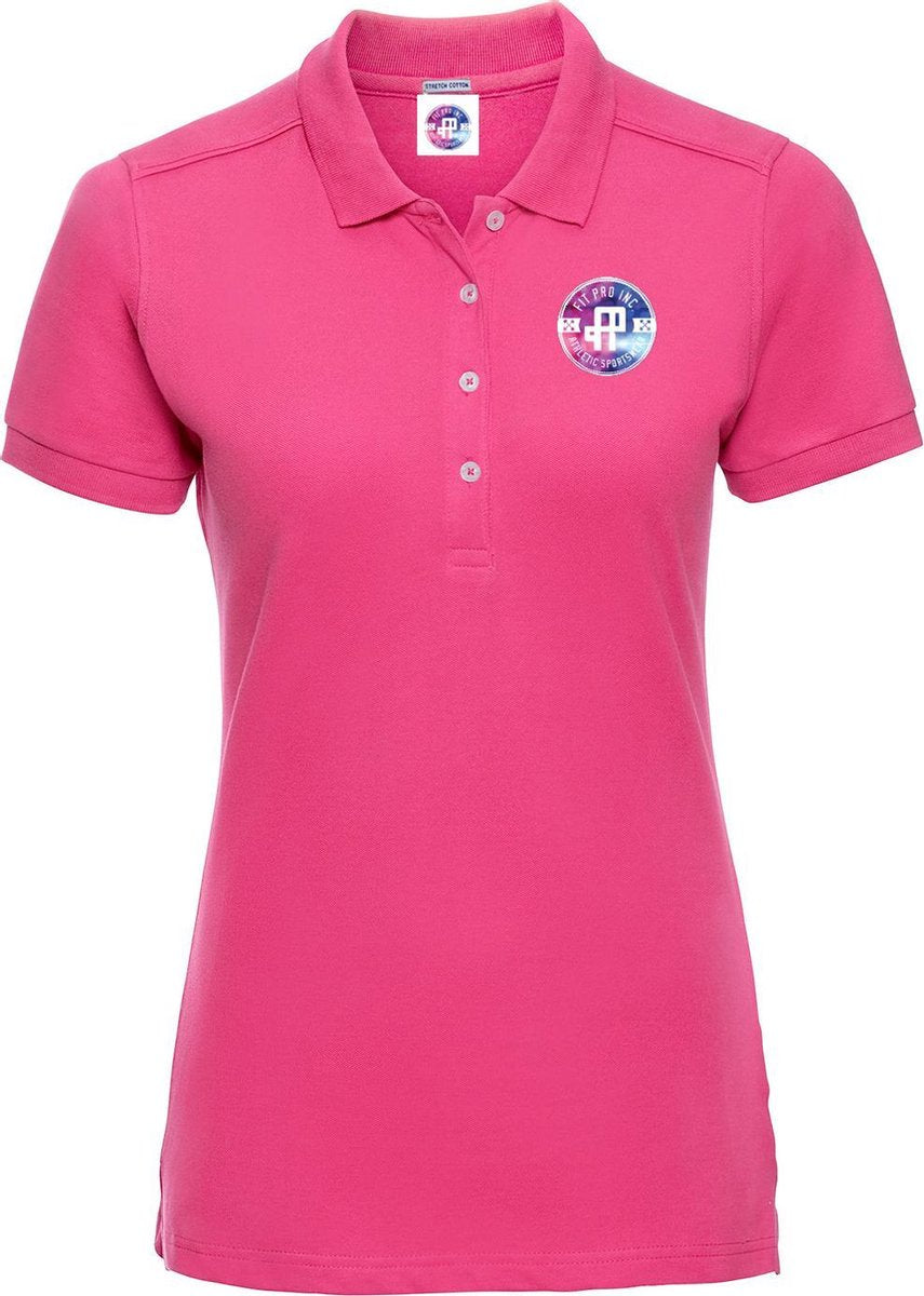 FitProWear Slim-Fit Polo Rosa Dames - Roze - Maat L - Poloshirt - Sportpolo - Slim Fit Polo - Slim-Fit Poloshirt - T-Shirt - Katoen polo - Polo -  Getailleerde polo dames - Getailleerd poloshirt - Roze polo