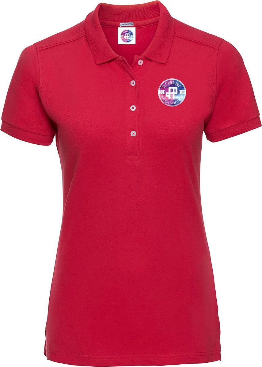 FitProWear Slim-Fit Polo Rosa Dames - Rood - Maat XS - Poloshirt - Sportpolo - Slim Fit Polo - Slim-Fit Poloshirt - T-Shirt - Katoen polo - Polo -  Getailleerde polo dames - Getailleerd poloshirt - Rode polo