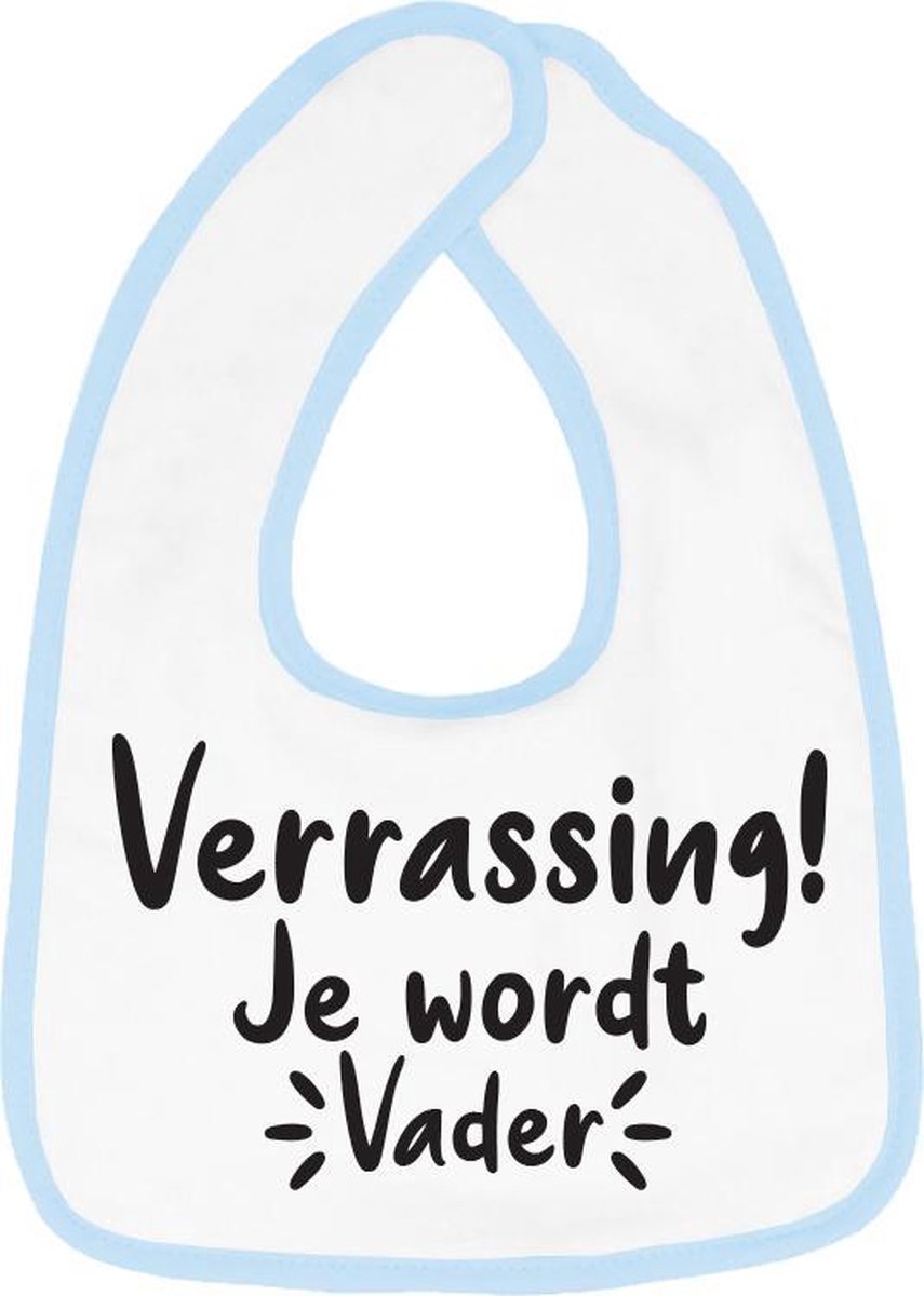 Hospitrix Slabbetje met Tekst "Verrassing Je Wordt Vader!" Blauw - Cadeau Zwangerschap - Baby Kwijldoek - Kwijllap - Morslap - Bavette