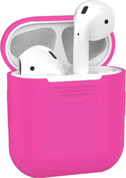 Siliconen Bescherm Hoesje Cover voor Apple AirPods 2 Case Donker Roze
