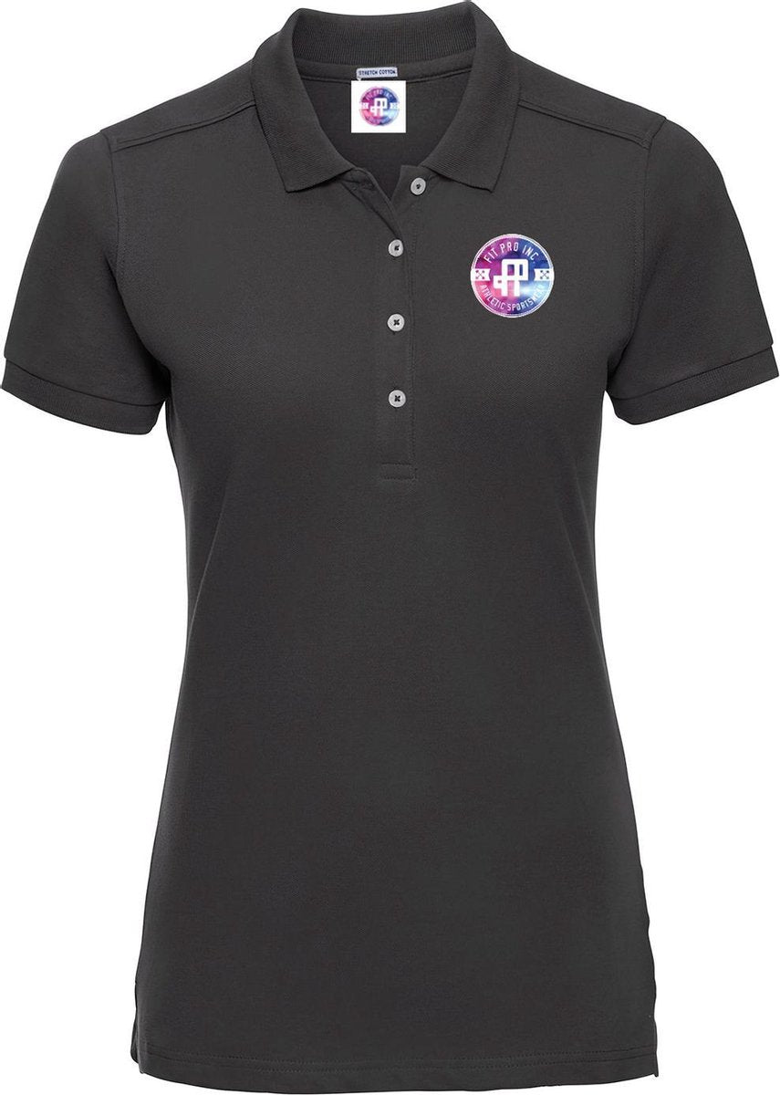 FitProWear Slim-Fit Polo Rosa Dames - Zwart - Maat XL - Poloshirt - Sportpolo - Slim Fit Polo - Slim-Fit Poloshirt - T-Shirt - Katoen polo - Polo -  Getailleerde polo dames - Getailleerd poloshirt - Zwarte polo