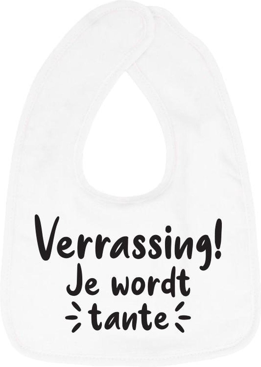 Hospitrix Slabbetje met tekst "Verrassing! Je wordt tante! " Wit - Cadeau Zwangerschap - Baby Kwijldoek - Kwijllap - Morslap - Bavette