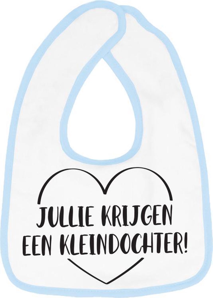 Hospitrix Slabbetje met Tekst "Jullie Krijgen een Kleindochter!" Blauw - Cadeau Zwangerschap - Baby Kwijldoek - Kwijllap - Morslap - Bavette
