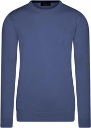 Ferlucci – Exclusieve Heren Trui met Ronde Hals - Blauw Mêlee
