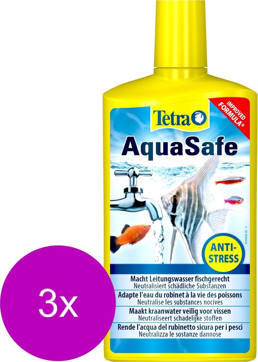 Tetra Aqua Aquasafe Waterverbetering - Waterverbeteraars - 3 x 500 ml