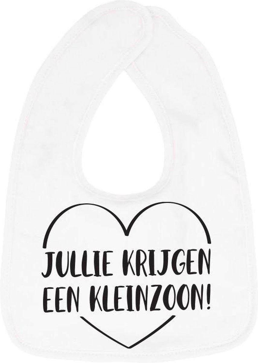 Hospitrix Slabbetje met Tekst "Jullie Krijgen een Kleinzoon!" Wit - Cadeau Zwangerschap - Baby Kwijldoek - Kwijllap - Morslap - Bavette