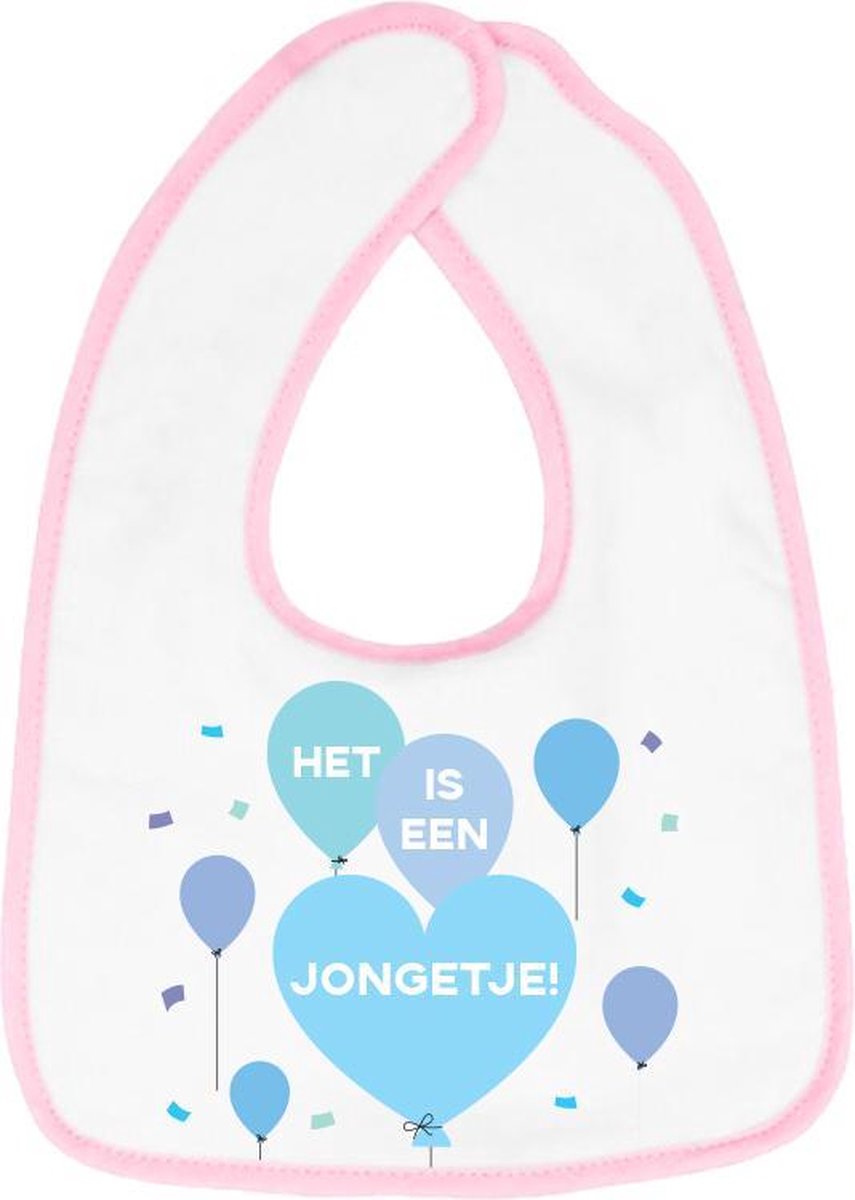 Hospitrix Slabbetje met tekst "Het is een Jongetje! " Roze - Cadeau Zwangerschap - Baby Kwijldoek - Kwijllap - Morslap - Bavette