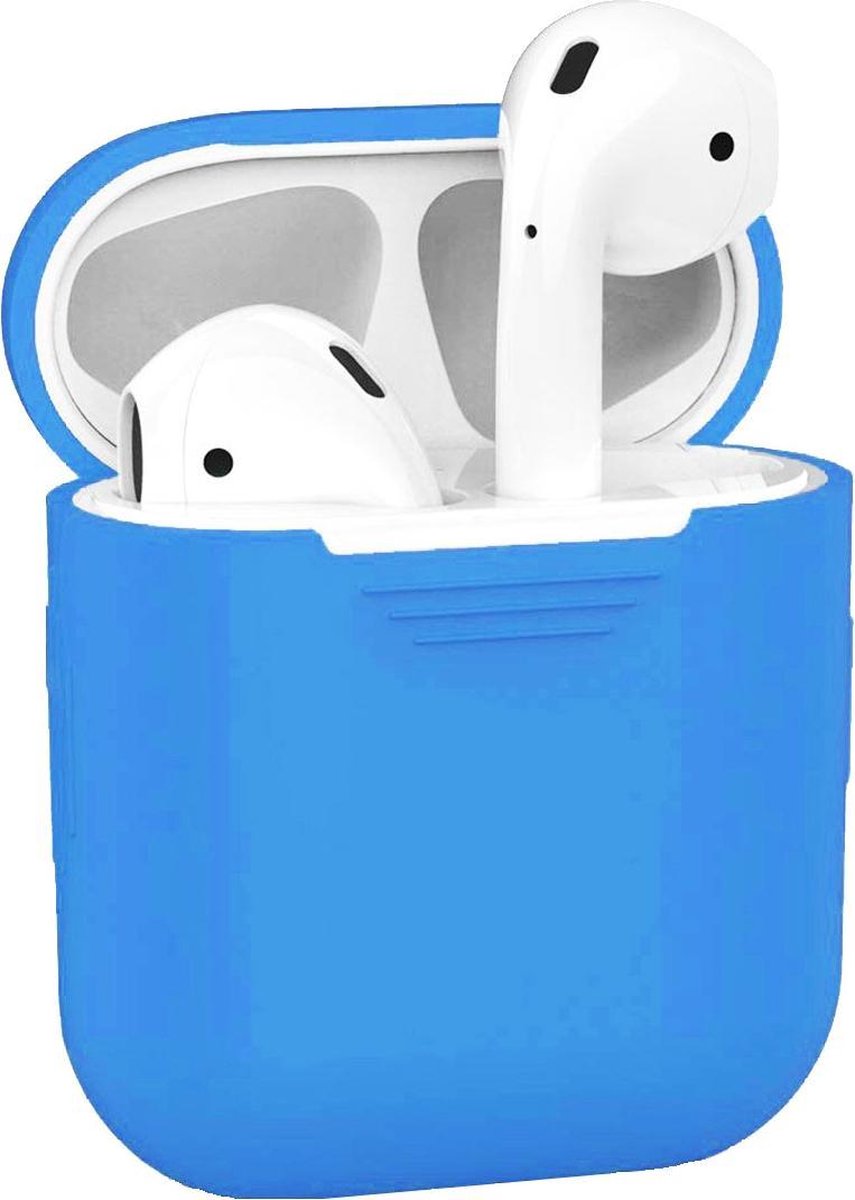 Siliconen Bescherm Hoesje Cover Hoes voor Apple AirPods 2 Case - Blauw