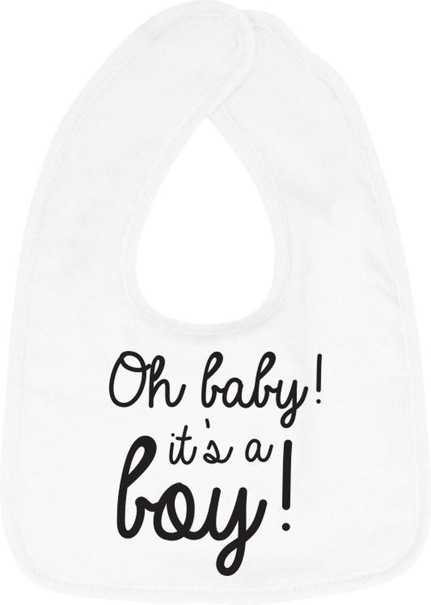 Hospitrix Slabbetje met tekst "Oh baby! It is a boy! " Wit - Cadeau Zwangerschap - Baby Kwijldoek - Kwijllap - Morslap - Bavette