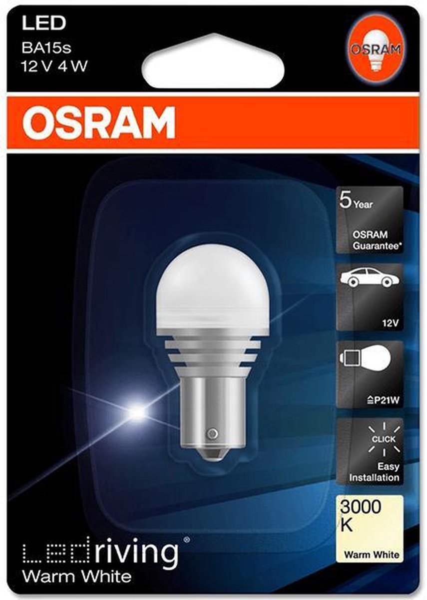 Osram LEDrive BA15S LED Kogellamp Warmwit 3000K 12VDC 7556WW-01B