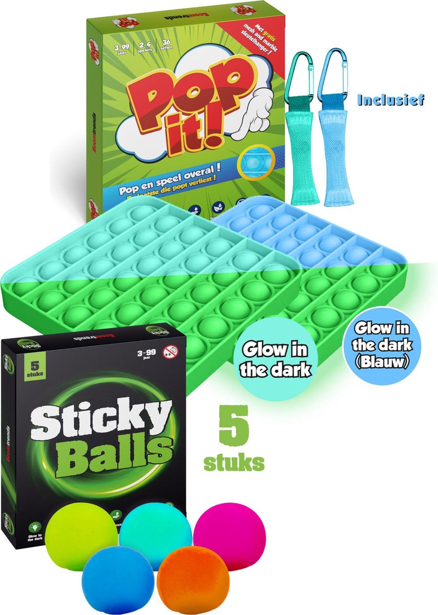 Pop It Glow in the dark Fidget Toys Pakket met Mesh and Marble van TikTok - Popit Speelgoed - Cadeau Kinderen - Ecomtrends®