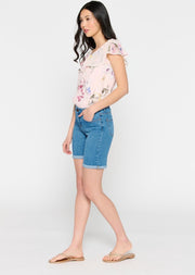 Lange shorts met omslag - Blauw
