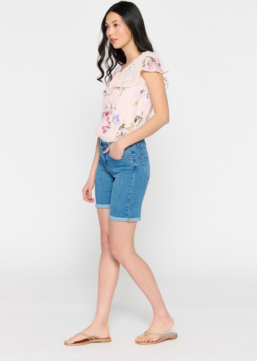 Lange shorts met omslag - Blauw