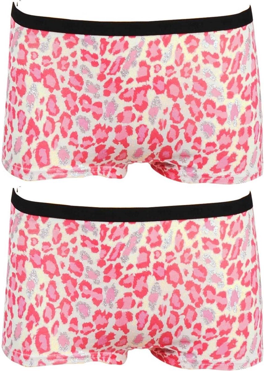 Funderwear 2-Pack Meisjes boxershorts Animal Barely Pink maat 152